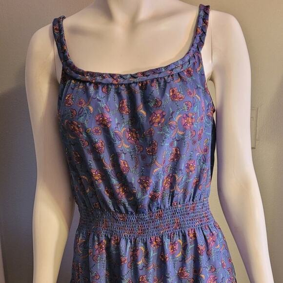 Gap Violet Blue Dark Floral Sundress Size Large Romantic Coquette Ruffles Beachy - Picture 2 of 9